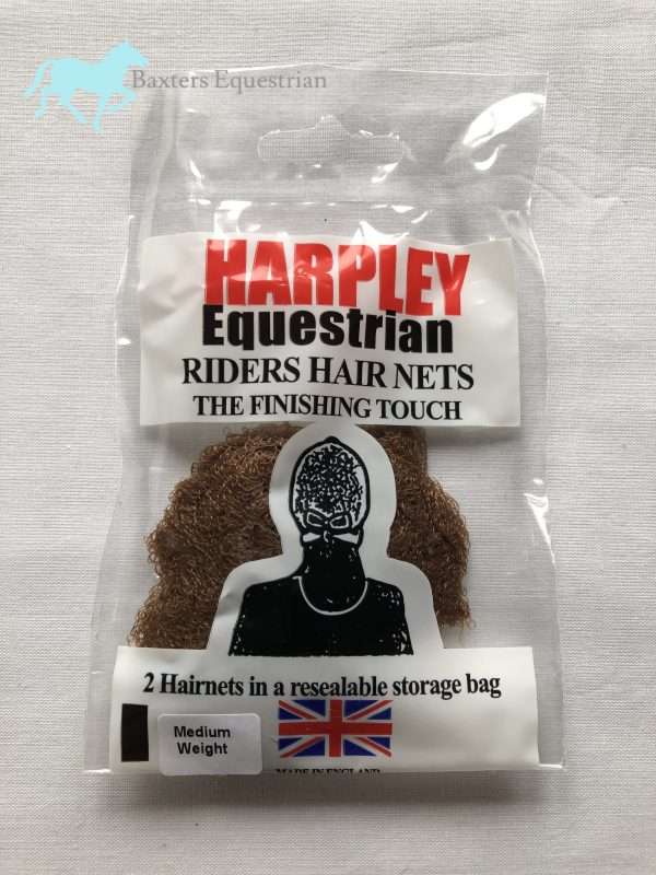 IMG 0254 scaled <p style="text-align: center">Pack of two medium weight hairnets in a re-sealable bag. Ideal for keeping long hair neat and tidy under riding hats.  Perfect for every day riding, pony club or competitions. Available in Blonde, light brown, mid brown, dark brown and black.</p>