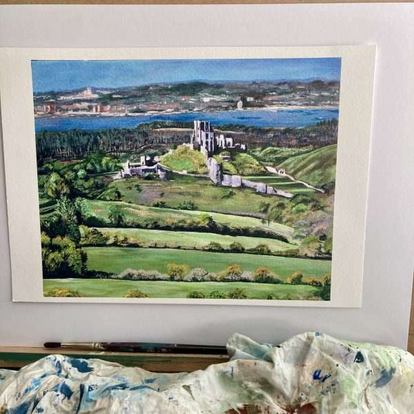 IMG 4995 scaled Archival quality signed print from the original acrylic painting 'Corfe Castle from Chettle' by Marion Spencer
