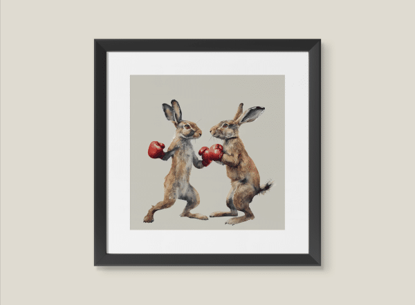 Sparring Hares Country Wall Art Prints