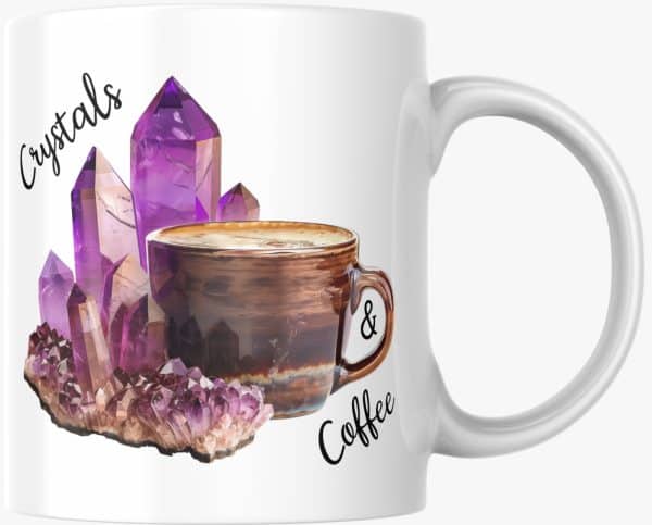 crystal mug 2024 04 16 at 17.37.33 Introducing our exquisite Crystals and Coffee Mug, a unique blend of practicality and elegance, designed to elevate your everyday coffee experience. This product is not just a coffee mug, but a statement piece that adds a touch of sparkle to your morning routine or afternoon pick-me-up. Our Crystals and Coffee Mug is meticulously crafted with the utmost attention to detail. The exterior of the mug is adorned with an array of dazzling crystals, each one carefully selected for its brilliance and clarity. These crystals catch the light beautifully, creating a mesmerising display that is sure to captivate your guests. The crystals are securely affixed using UV DTF print technology, ensuring they remain in place even after repeated use.