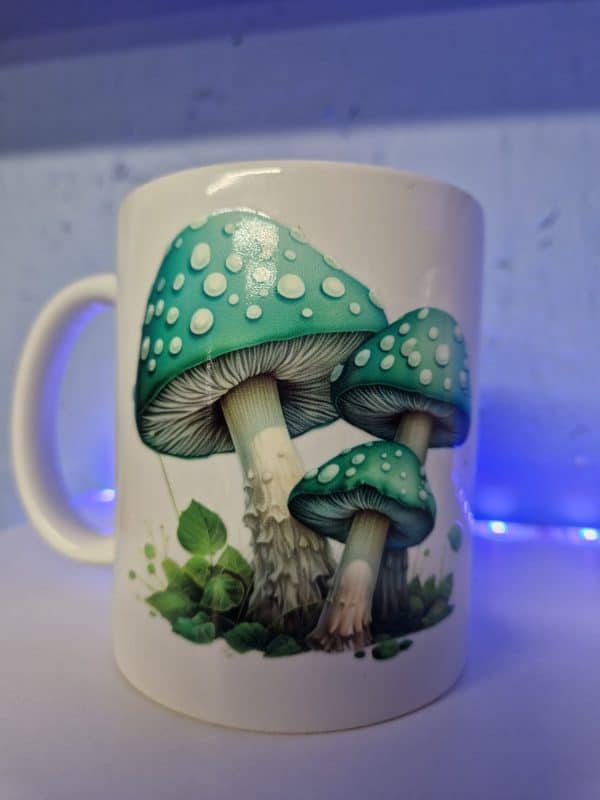mushroom mug Our Mushroom Mug UVDTF is a unique piece of craftsmanship that brings together the charm of nature and the comfort of a warm beverage. It's perfect for those cosy evenings in, when all you want is to curl up with a good book and a hot cuppa. This mug isn't just about aesthetics though, it's also about quality. Made from high-grade materials, it promises durability and longevity. However, to maintain its unique design and ensure it lasts for years to come, we recommend hand washing only.